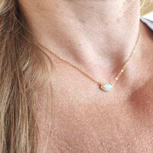 Opal Halskette, Kristall Silber Charm Halskette, Braut Halskette Geschenk für Frau Weihnachtsgeschenk