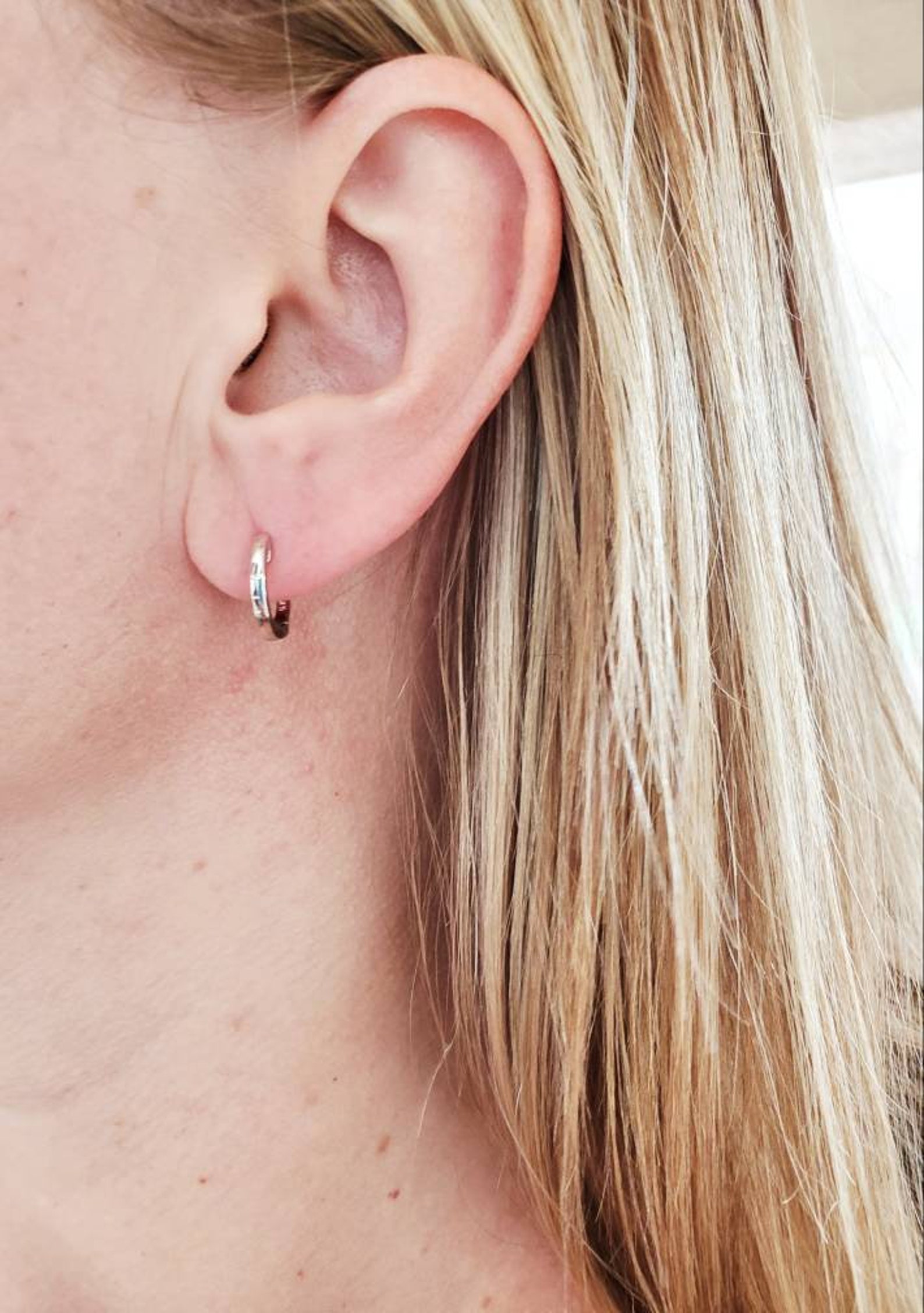 TINY GOLD Hoop Earrings Rose Gold Hinge Back Simple Sterling Etsy