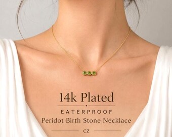 Birthstone necklaces - Gold Vermeil CZ Bezel Set Trio Drop Necklace