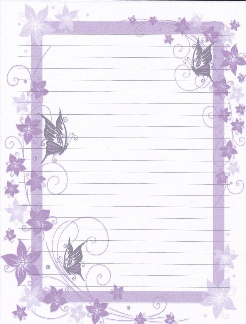 fine lined stationery 85 x 11 25 sheets and 10 etsy