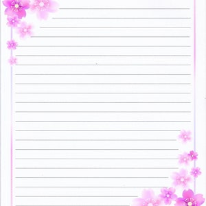 Pink Floral Border Lined Stationery 8.5X11 25 sheets and 10 color coordinated envelopes available image 2