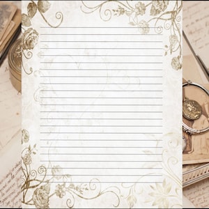 Whimsical Flowered Border Fine Lined Stationery 8.5&quot; X 11&quot; 25 Sheets and 10 Color Co-ordinated Envelopes Available