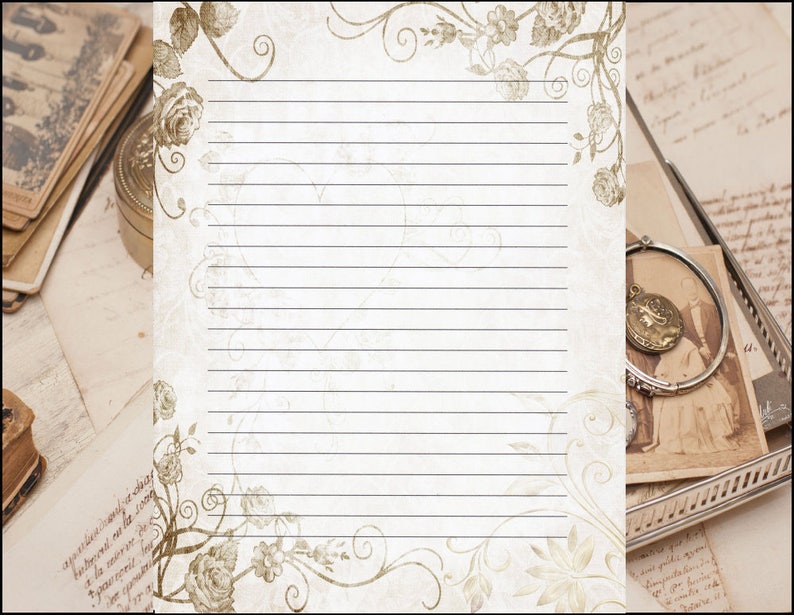 Whimsical Flowered Border Fine Lined Stationery 8.5 X 11 25 Sheets and 10 Color Co-ordinated Envelopes Available image 1