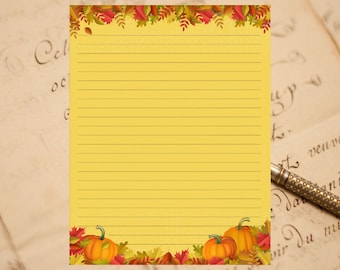 Fall Inspired Stationery 8.5" X 11" 25 Sheets and 10 Color Co-ordinated Envelopes Available