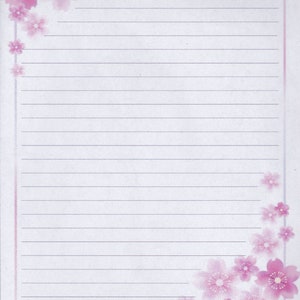 Pink Floral Border Lined Stationery 8.5X11 25 sheets and 10 color coordinated envelopes available image 4