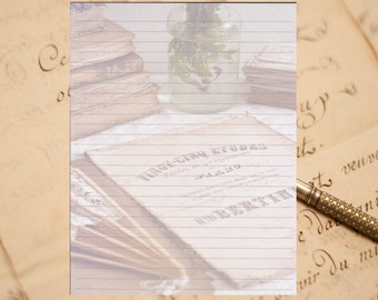 Writing Desk Themed Lined Stationery 8.5" X 11"  25 Sheets and 10 Color Co-ordinated Envelopes