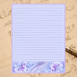 Lined Floral Stationery 8.5" X 11" 25 Sheets and 10 Color Coordinated Envelopes Available