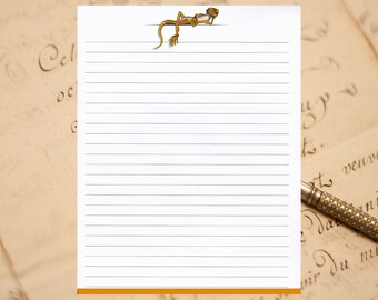 Whimsical Gecko Fine Lined Stationery 8.5" X 11" 25 Sheets and 10 Color Co-ordinated Envelopes Available