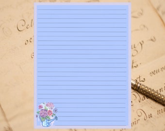 Flowered Border Fine Lined Stationery 8.5" X 11" 25 Sheets and 10 Color Co-ordinated Envelopes Available