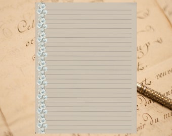 Flowered Border Fine Lined Stationery 8.5" X 11" 25 Sheets and 10 Color Co-ordinated Envelopes Available