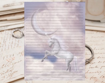 Fancy Unicorn Lined Stationery 8.5"X11" 25 sheets and 10 color coordinated envelopes