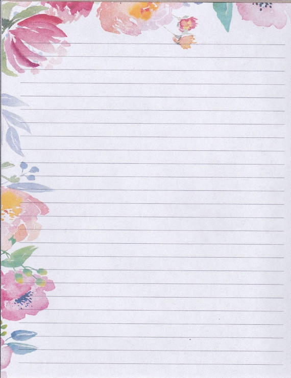 25 sheets & 10 envelopes Flower Bordered  Lined Stationery Writing Paper Set 