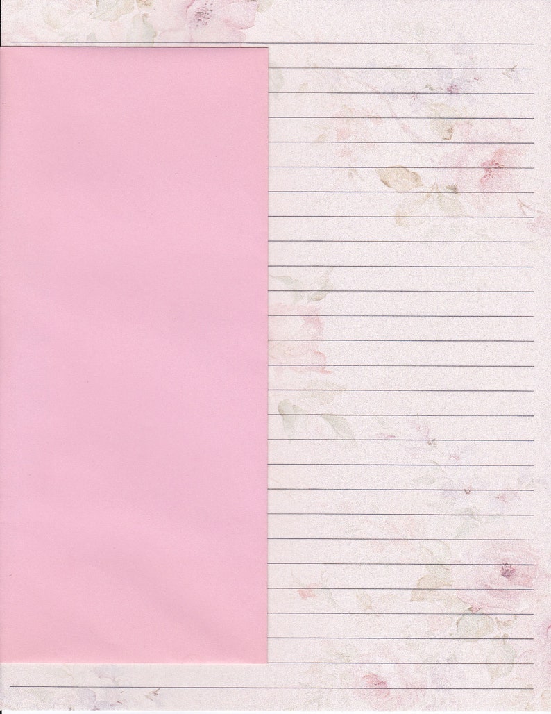 Pink Floral Background Lined Writing Paper 8.5x11 Etsy Denmark