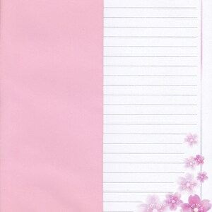 Pink Floral Border Lined Stationery 8.5X11 25 sheets and 10 color coordinated envelopes available image 3