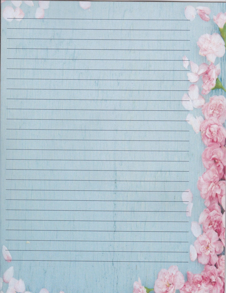 Flower Edged Fine Lined Stationery 8.5 X 11 25 Sheets and 10 Color Co-ordinated Envelopes