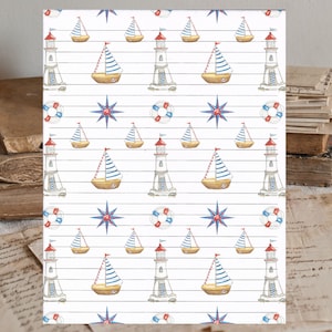 Sail Boats lined writing paper 8.5&quot;X11&quot; 25 sheets with 10 color co-ordinated envelopes available