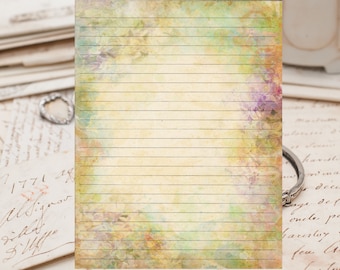 Montage Floral Background Lined Stationery 8.5"X11" 25 sheets and 10 color coordinated envelopes Available