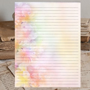 Watercolor Floral Background Lined Stationery 8.5&quot;X11&quot;  25 sheets and 10 color coordinated envelopes