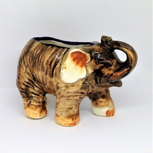 Vintage Elephant, Elephant Planter, Mid-Century Elephant, Ceramic Elephant, Elephant Figurine, Indoor Planter, Brown Elephant Vase