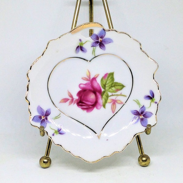 Vintage Lefton, Lefton Leaf Dish, Ring Dish, Trinket Dish, Jewelry Dish, Soap Dish, Violets Rose Dish, Butter Pats