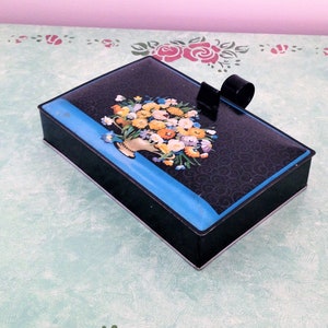 Vintage Tole Painted Silent Butler: 1950s Floral Crumb Catcher