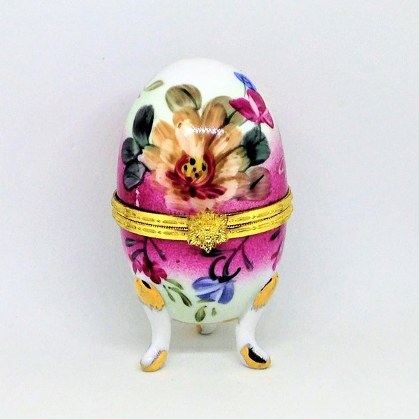 Vintage Egg, Porcelain Egg, Pink Gold Egg, Floral Egg Box, Easter Egg, Egg Trinket Box, Easter Egg Gift, Ring Box, Egg Jewelry Box