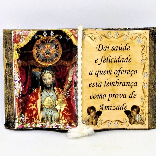 Vintage Religious Icon, Jesus Plaque, Religious Book Plaque, Religious Article, Shrine Decor, Prayer Room Decor