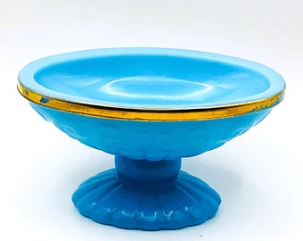 Jabonera vintage Avon Bristol azul con detalles dorados