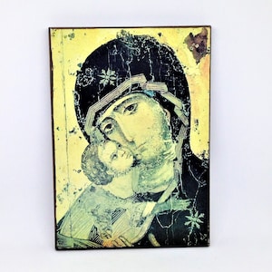 Vintage Religious Madonna, Madonna Plaque, Religious Icon, Madonna Child Art, Mary Jesus Art, Religious Art, Mary Jesus Plaque