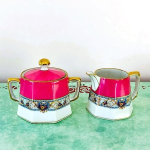 Vintage Sugar Creamer, Limoges Cream Sugar, J E Caldwell Co, Pink Cream Sugar, Pink Limoges, Limoges France, Collectible Limoges