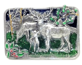 Buy Vintage Nocona Leaping Elk Buckle, Camo Background  display picture 3