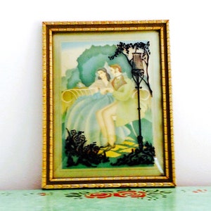 Vintage Silhouette, Victorian Silhouette, Courting Couple, Framed Silo, Convex Silhouette, Silhouette Decor, Color Silo, Wall Silhouette