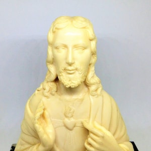 Vintage Celluloid Jesus Bust: Religious Paperweight Bookend