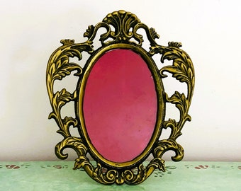 Vintage Ornate Gold Metal Frame: Scroll Leaf Tabletop Decor