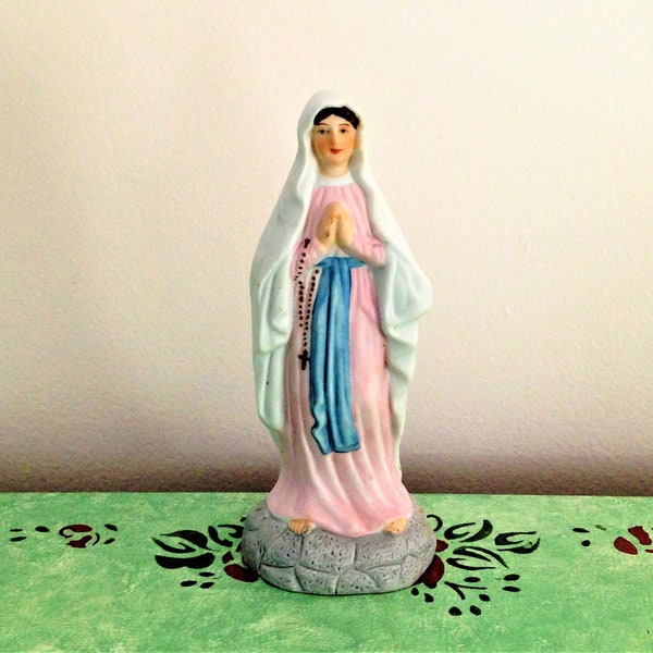 Vintage Lourdes Statue, Lourdes Figurine, Souvenir of Lourdes, Italy Virgin Mary, Lourdes Figurine, Religious Statue, Religious Shrine