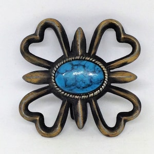 Brass Belt Buckle, Turquoise Stone Agate, Brass Faux Turquoise, Belt Buckle,Flower Stone Brass, Ladies Belt Buckle, Southwestern Buckle