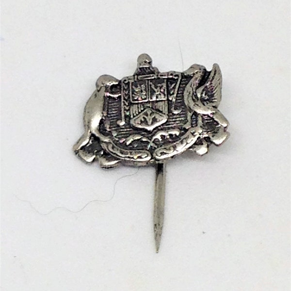 Shield Motif, Stick Pin, Medievel Stick Pin, Lapel Pin, Collar Pin, Shield Stick Pin, Silver Metal Pin, Symbolic Pin