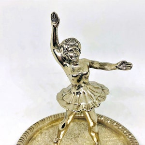 Vintage Ring Dish, Ring Holder, Silver Plate Ring Dish, Ballerina Ring Dish, Jewelry Dish, Silver Alloy, Vanity Dish, Ballerina Decor