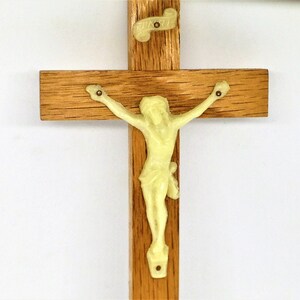 Vintage Wood Crucifix: Celluloid Religious Cross, Wall Decor