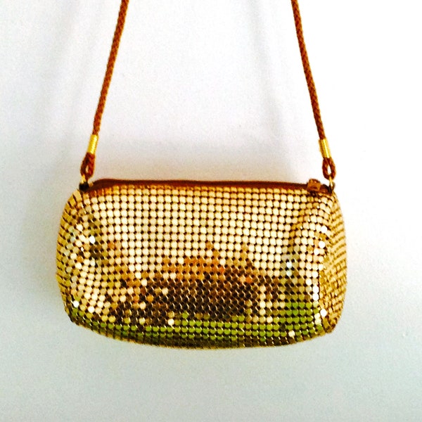 Vintage Mesh Handbag, Gold Metal Mesh Purse, Gold Mesh Handbag, Mesh Shoulder Bag, Evening Bag, Cell Phone Handbag, Event Handbag