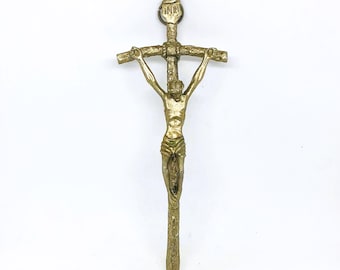Vintage Silver Crucifix Pendant: Large Religious Cross