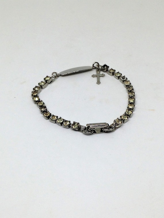 Religious ID Rhinestone Bracelet, Monogram Bracel… - image 2