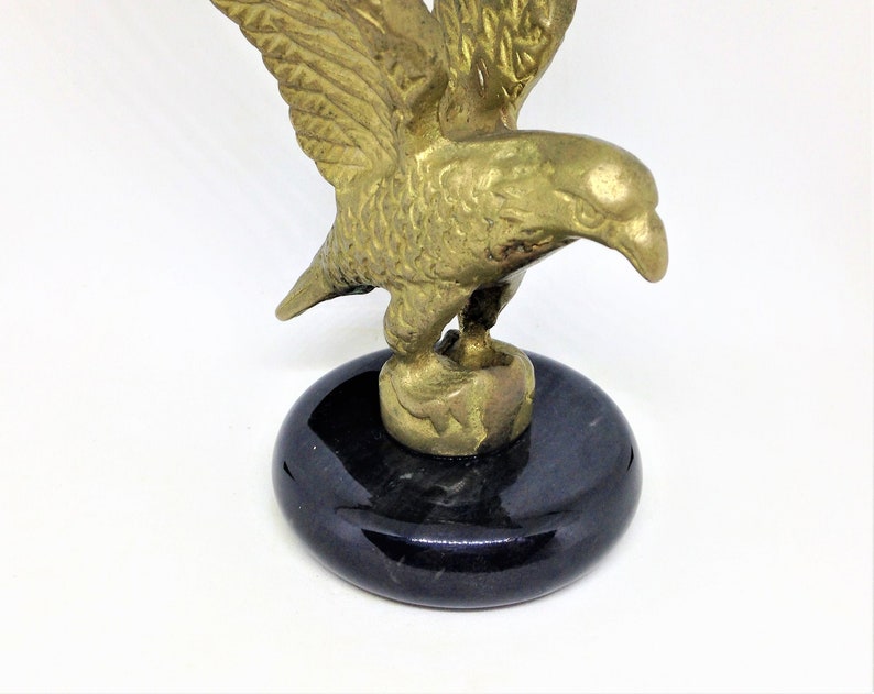 Vintage Brass Eagle Figurine Eagle Marble Base Solid Brass Etsy