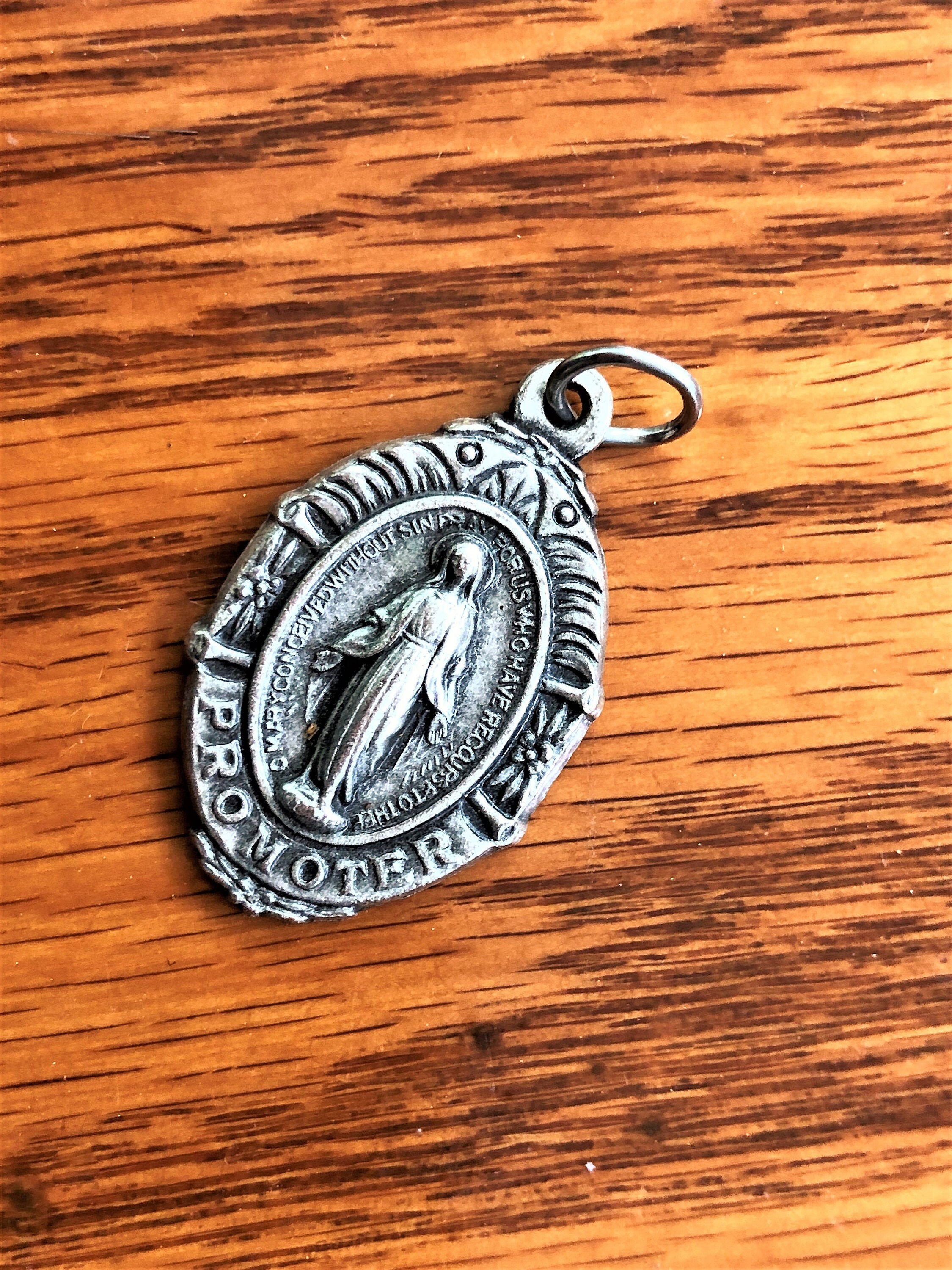 Vintage Religious Medal Mary Medal Mary Conceived Without Etsy UK