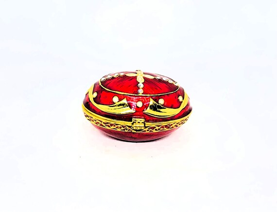 Vintage Enamel Egg, Egg Box, Red Enamel Egg, Reli… - image 9