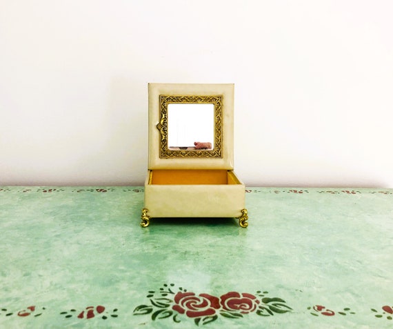 Vintage Jewelry Box, Mirrored Jewel Box, Vanity B… - image 3