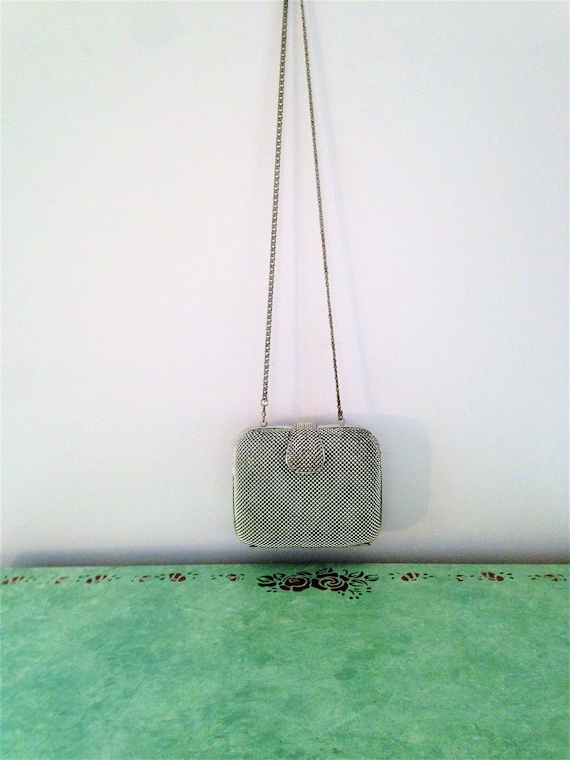 Vintage Whiting Davis, Beaded Mesh Handbag, Silve… - image 9