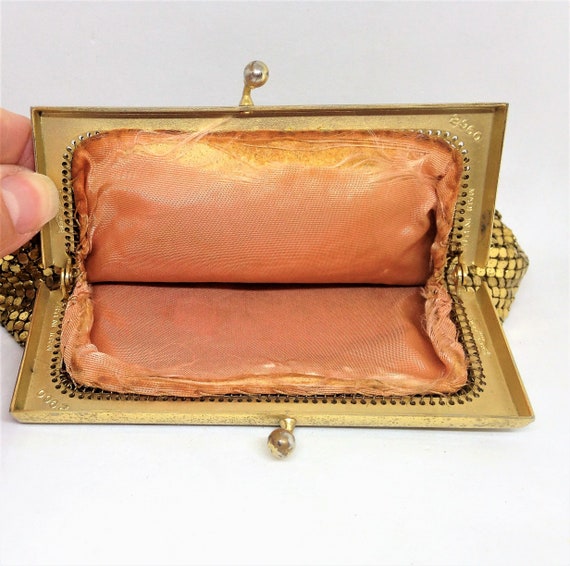 Vintage Whiting and Davis, Gold Mesh Purse, Gold … - image 8