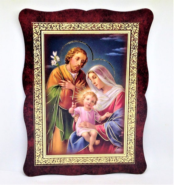 Plaque Murale Métal 30x20 Cm 'Jesus Marie Et Joseph' Déco Religieuse