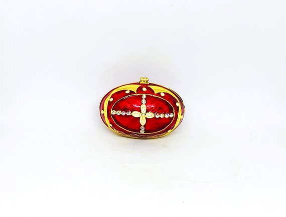 Vintage Enamel Egg, Egg Box, Red Enamel Egg, Reli… - image 4